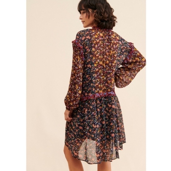 Anthropologie Helene Tunic Dress Floral Ruffled Size Small - Picture 2 of 13